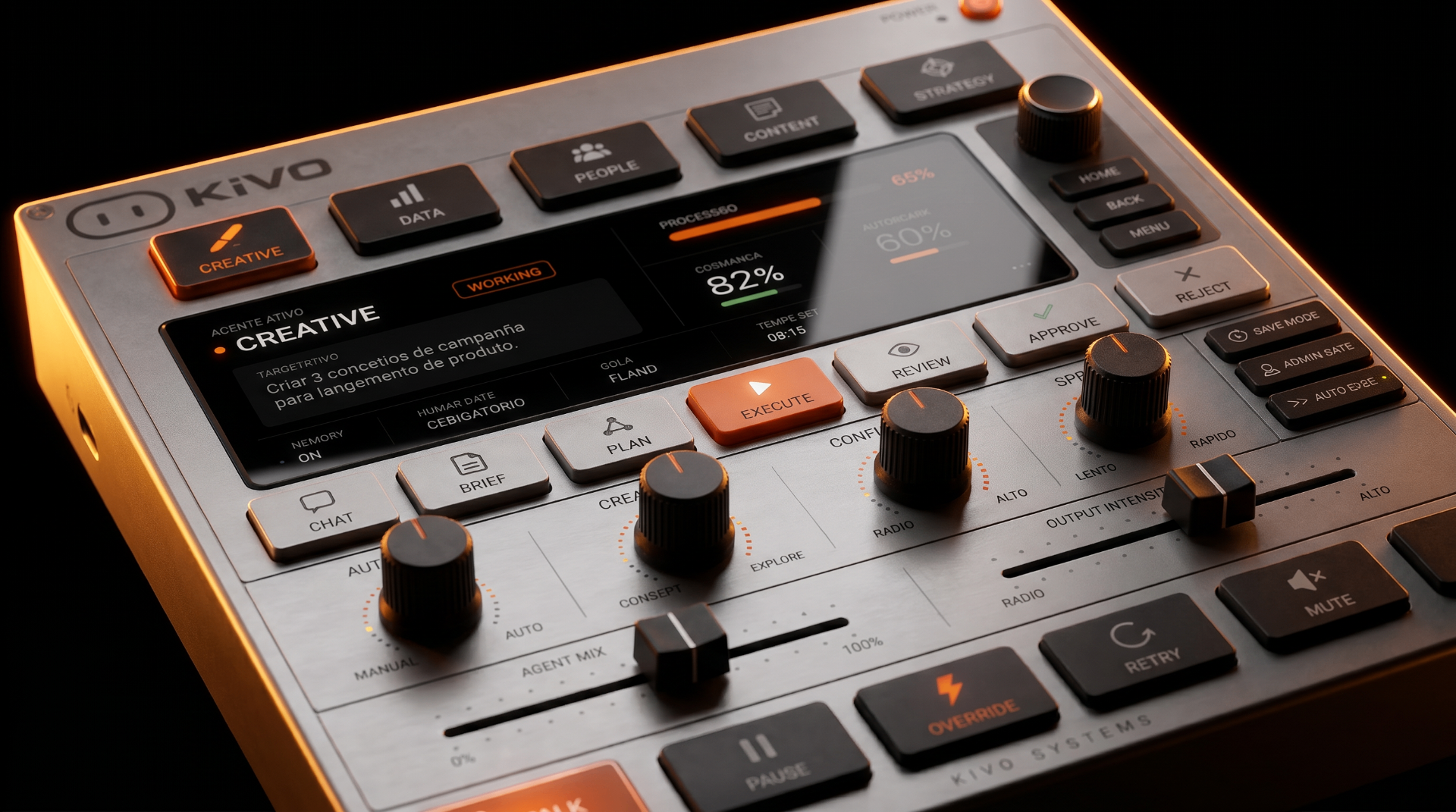 KIVO ONE — superfície física de controle para agentes de IA